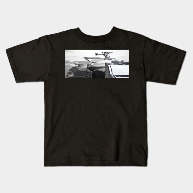 CHROME CLASSIC CAR HOOD ORNAMENTS Kids T-Shirt by Larry Butterworth